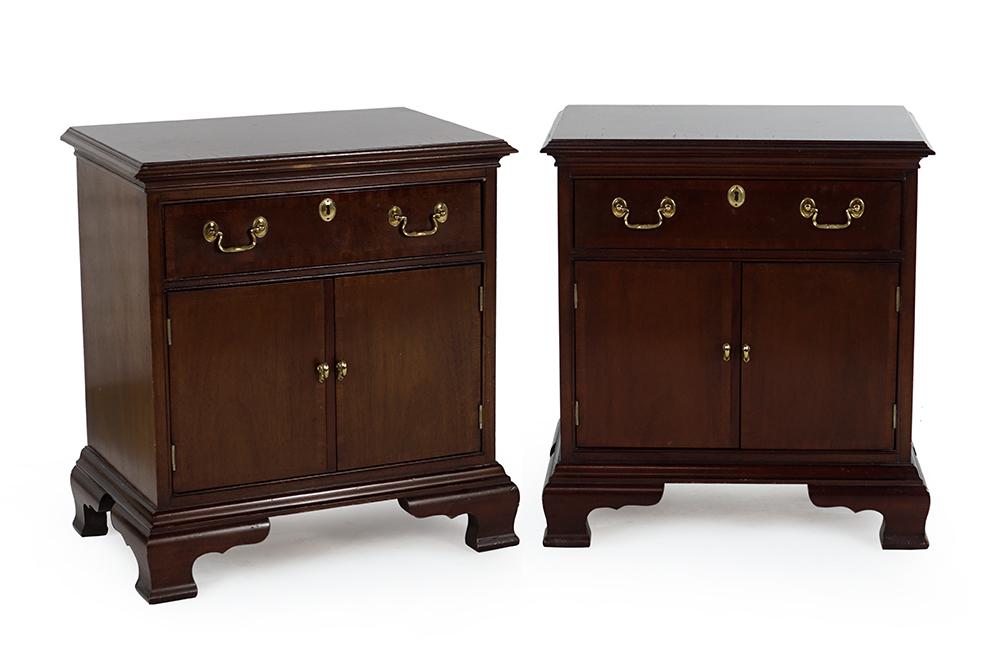 A Pair of Councill Mahogany Nightstands.: A Pair of Councill Mahogany Nightstands. 26" x 24" x 16"