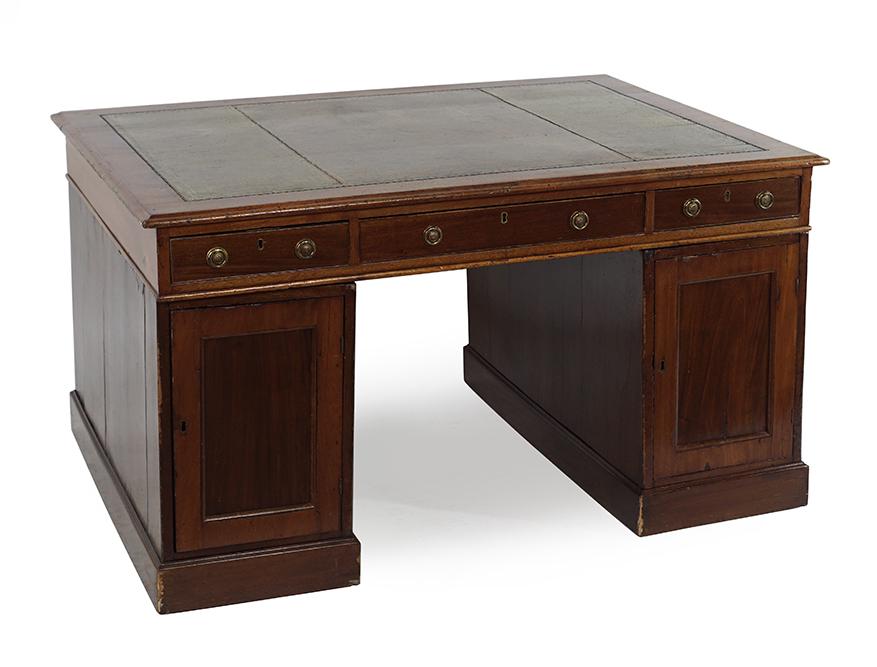 An English Mahogany Partner's Desk. (1 of 3)