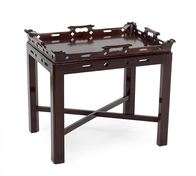 A Chippendale Style Carved Mahogany Tray Table. (1 of 6)