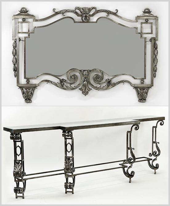 A Scrolled Metal and Glass Console Table. (1 of 3)