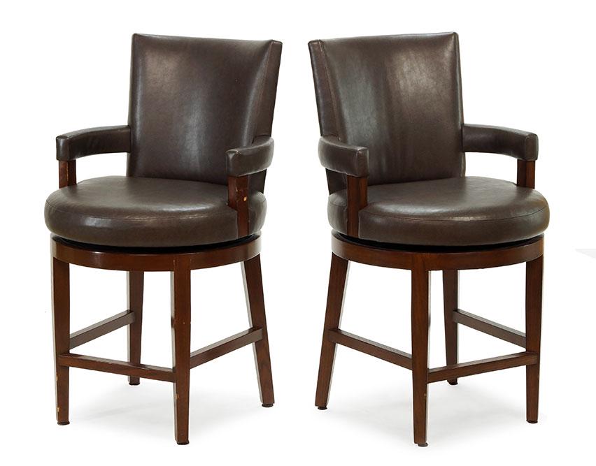 A Set of Five A. Rudin Leather Counter Chairs. (1 of 2)