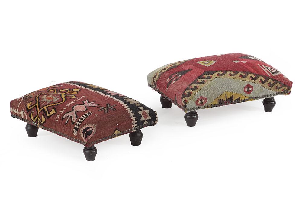 Two Kilim Upholstered Foot Stools. (1 of 1)