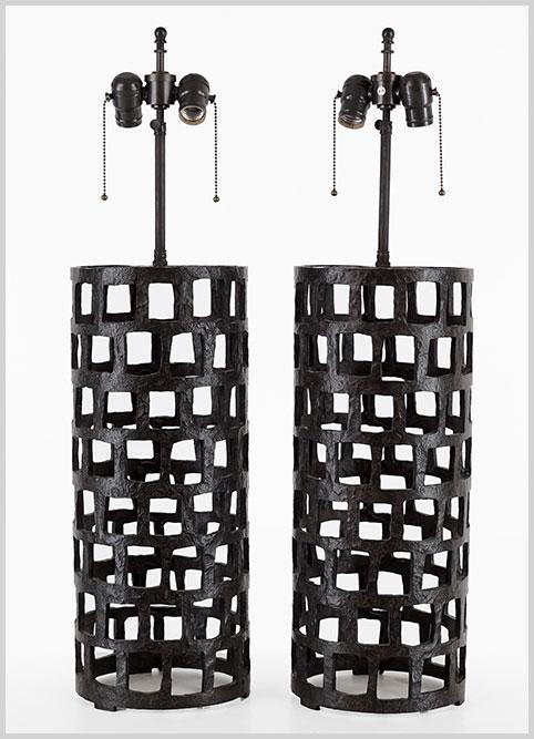 A Pair of Openwork Metal Table Lamps. (1 of 2)