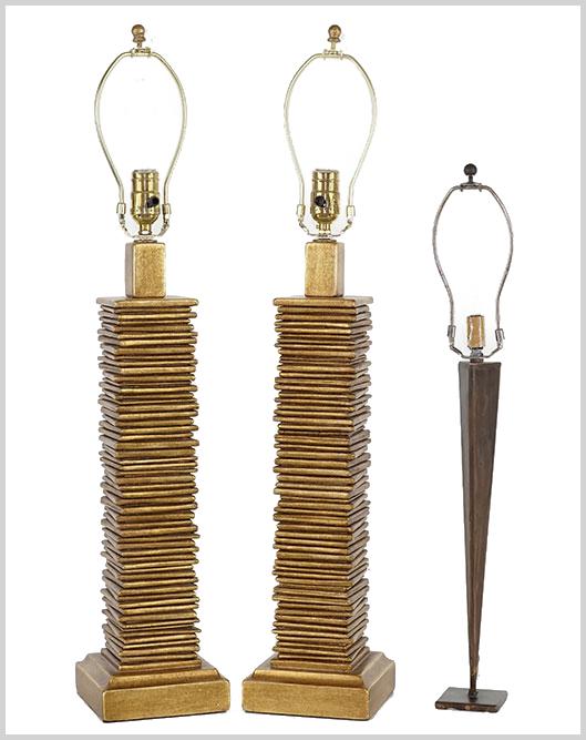 A Pair of Gold Composite Table Lamps. (1 of 2)