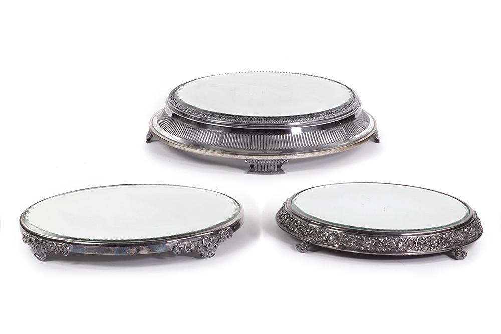 Three Silverplate Plateau Mirrors. (1 of 1)