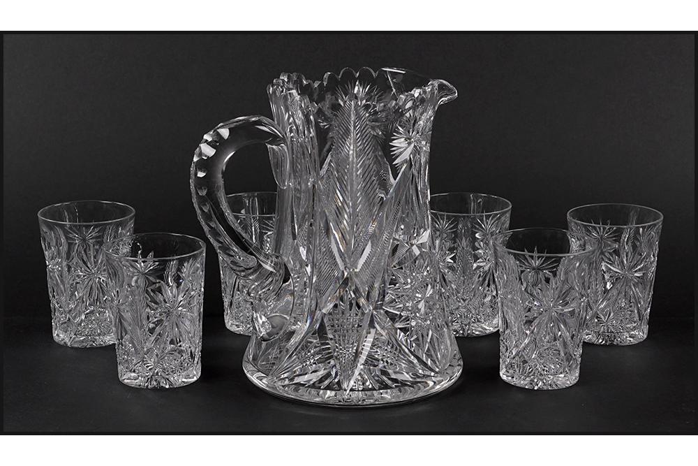 A Libbey American Brilliant Cut Glass Pitcher and (1 of 1)