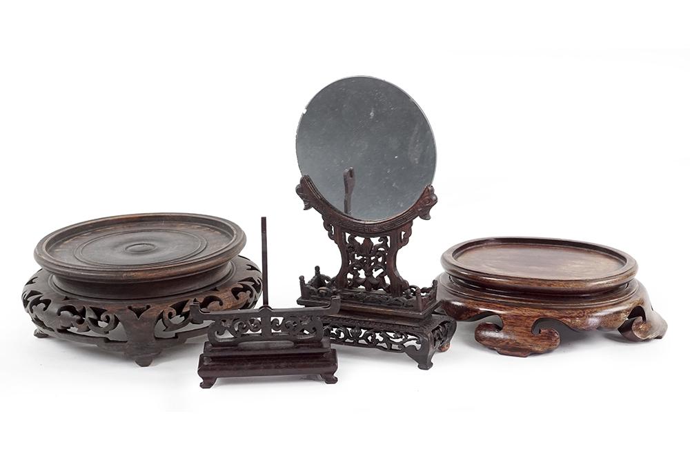 Three Chinese Carved Wood Stands. (1 of 1)