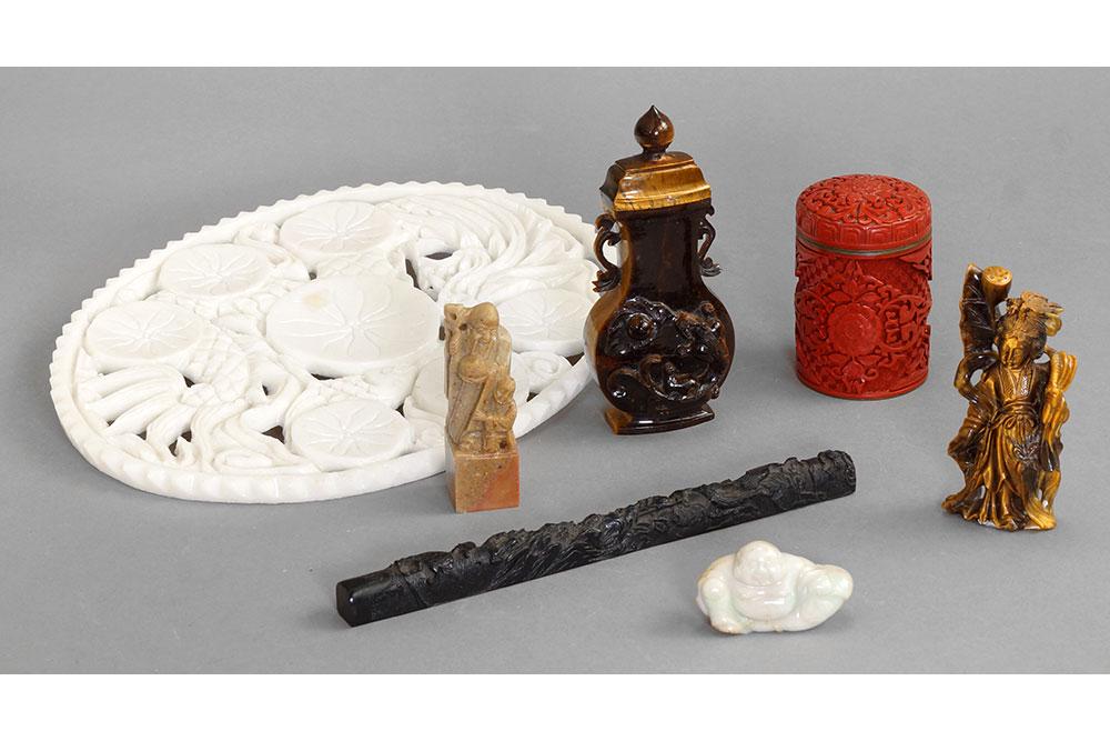 A Collection of Chinese Carved Stone Decorative Items. (1 of 1)