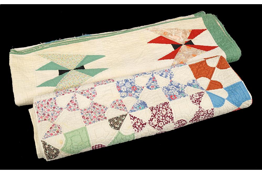 A Spoke Wheel Feed Sack Quilt and Stylized Butterfly (1 of 1)