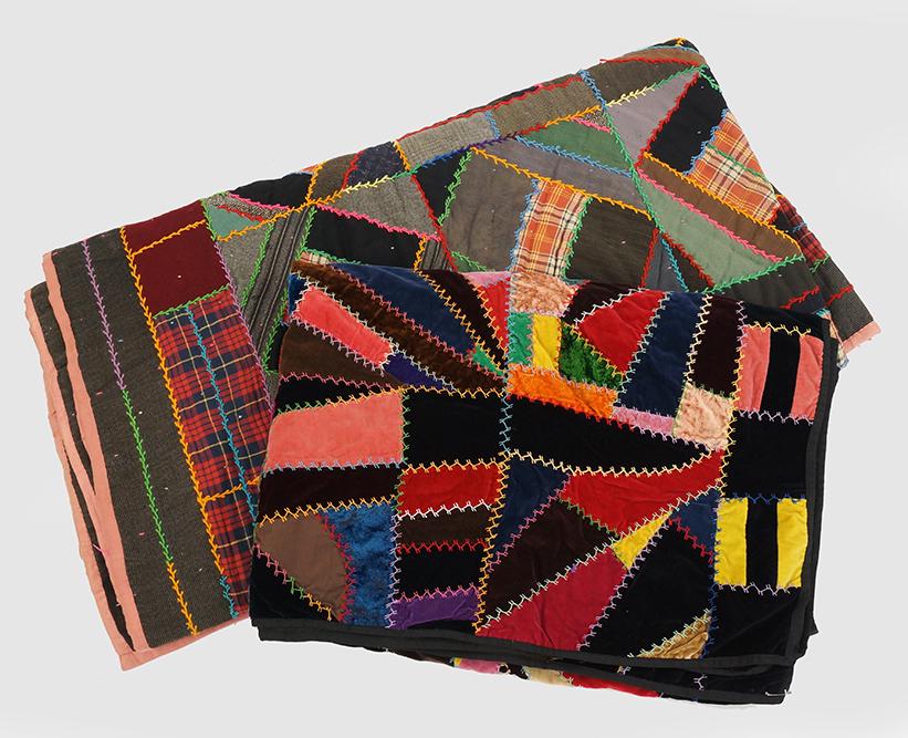 A Velvet Crazy Quilt and a Wool Crazy Quilt. (1 of 1)