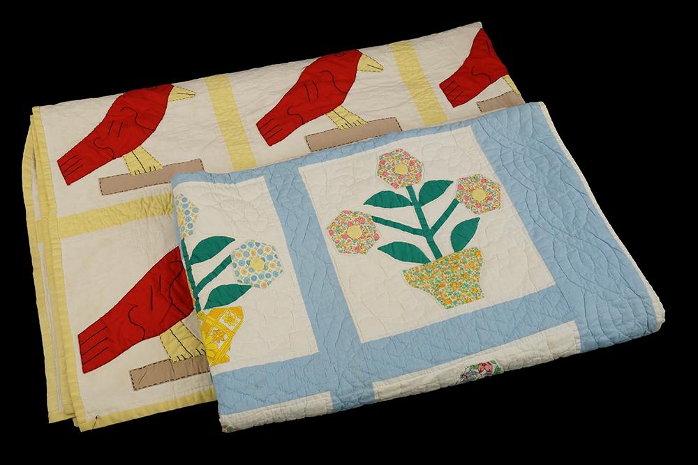 A Flower Pot Applique Quilt and a Cardinal Applique (1 of 1)