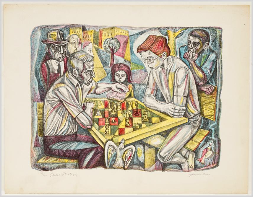 Irving Amen (American, 1918-2011) Chess Strategy. (1 of 1)