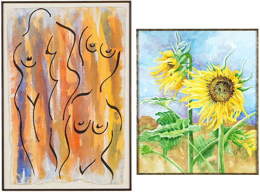 P. Olson (American, Contemporary) Sunflowers. (1 of 2)