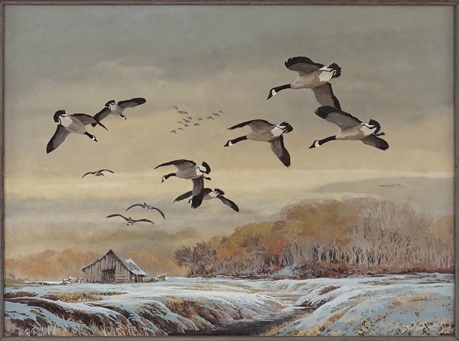 Ted Blaylock (American, B. 1946) Geese in Flight. (1 of 2)