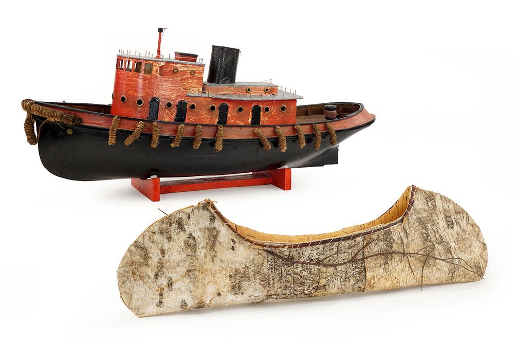 A Painted Wood Model Tug Boat. (1 of 1)