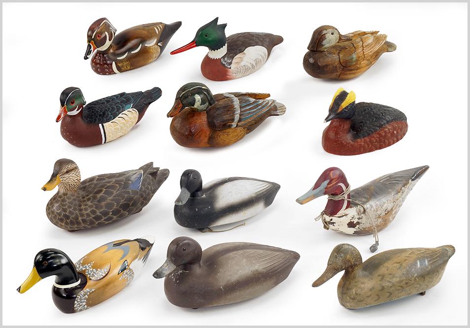 A Collection of Twelve Duck Decoys. (1 of 1)