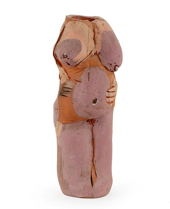 Jill Crowley (British, B. 1946) Untitled [Nude].: Jill Crowley (British, B. 1946) Untitled [Nude]. Painted ceramic vessel in the form of a nude woman. Signed "J. Crowley" on the underside Height: 8 1/2"