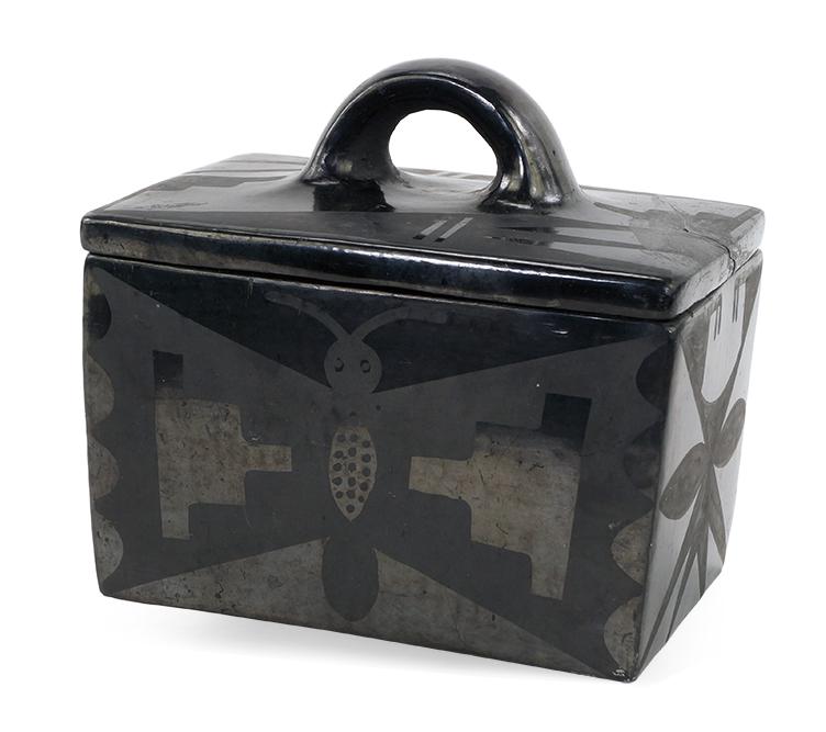 Maria Martinez (San Ildefonso, 1887-1980) A Blackware: Maria Martinez (San Ildefonso, 1887-1980) A Blackware Pottery Box. Signed on the underside "Marie" 5" x 5 1/2" x 4"