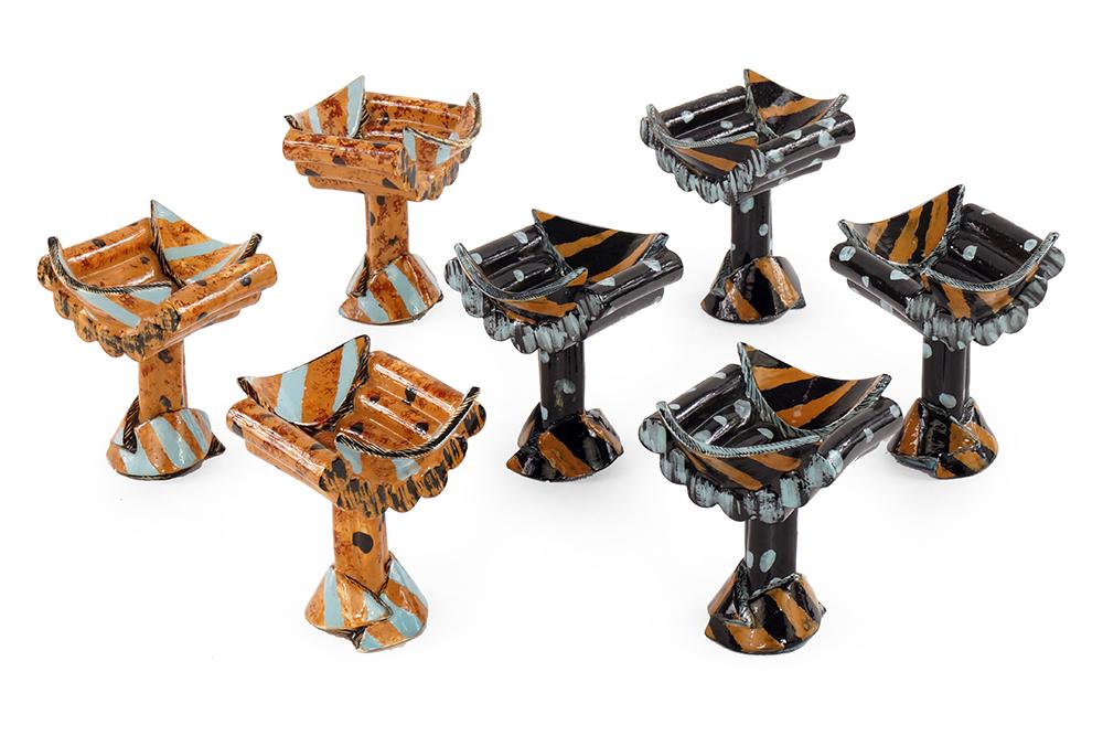 Carol McNicoll (British, B. 1943) Seven Goblets. (1 of 1)