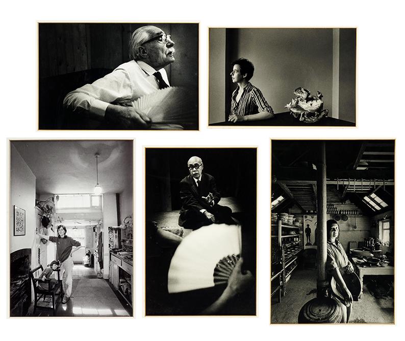Philip Sayer (British, B. 1947) Five Portrait: Philip Sayer (British, B. 1947) Five Portrait Photographs. Comprising Bernard Leach, Angus Suttie, Jane Hamlyn, Alison Britton and Shoji Hamada. All five are pencil titled and signed on the mat Sight: