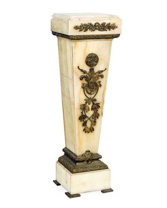 An Ormolu Mounted White Onyx Pedestal.: An Ormolu Mounted White Onyx Pedestal. 42" x 12.5" x 10.5"