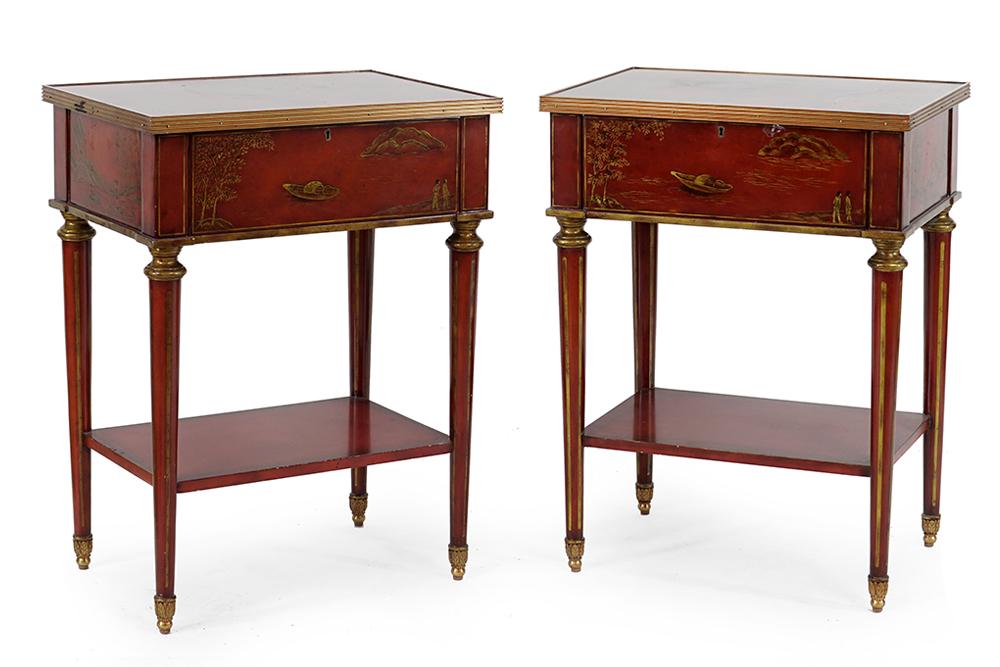 A Pair of Maitland Smith Nightstands.: A Pair of Maitland Smith Nightstands. 30.5" x 23" x 16"
