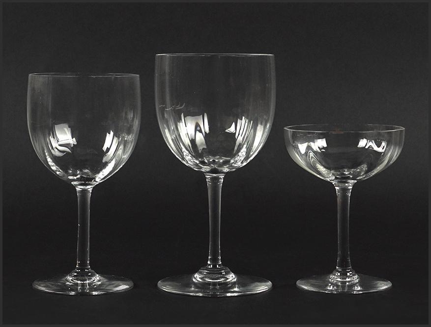 A Collection of Baccarat Stemware.: A Collection of Baccarat Stemware. Including twelve goblets (7"), six wine (6.5"), and twelve champagne/sherbets (4.75")