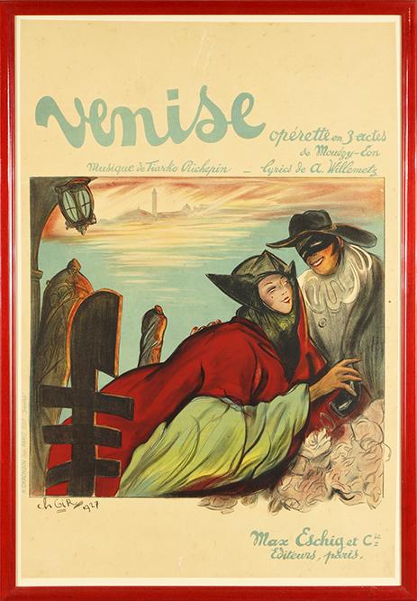 Charles Felix Gir (French, 1883-1941) Venise.: Charles Felix Gir (French, 1883-1941) Venise. Color lithographic poster, 1927. Printed by H. Cachoin, Paris Sight: 45 3/4" x 30 1/2" Frame: 49 1/4" x 34"