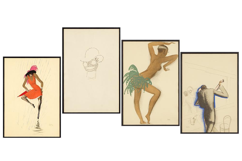 Paul Colin (French, 1892-1985) Two Plates from Le: Paul Colin (French, 1892-1985) Two Plates from Le Tumulte Noir. Hand-colored lithographs, circa 1927, one double sided. Edition of 500 Sight: 18.75" x 12.5" Frame: 22.75" x 16.5"