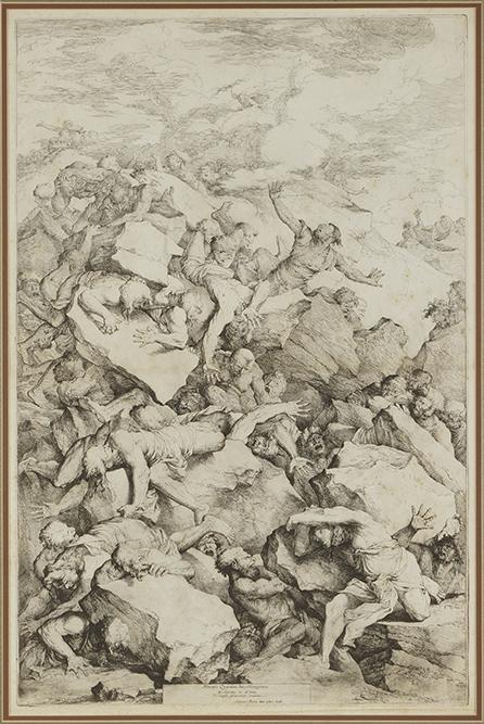 Salvator Rosa (Italian, 1615-1673) Fall of the Giants.: Salvator Rosa (Italian, 1615-1673) Fall of the Giants. Etching, 1663. Ref: Wallace 115 II/II 28.5" x 18.5" Frame: 39.25" x 29.25"