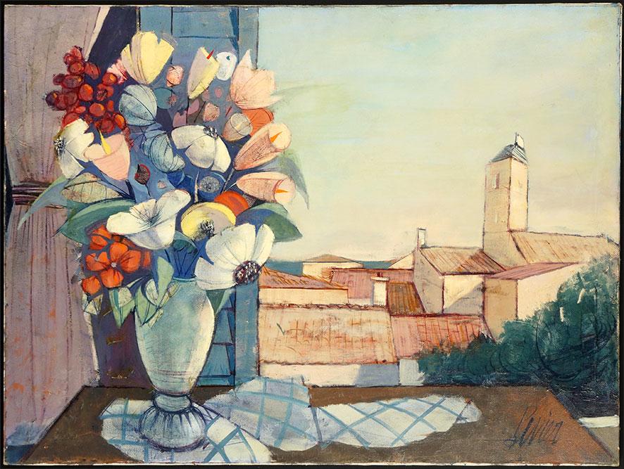 Charles Levier (French, 1920-2004) Fleurs de Printemps.: Charles Levier (French, 1920-2004) Fleurs de Printemps. Oil on canvas, signed lower right; signed and titled en verso, unframed 30" x 40"