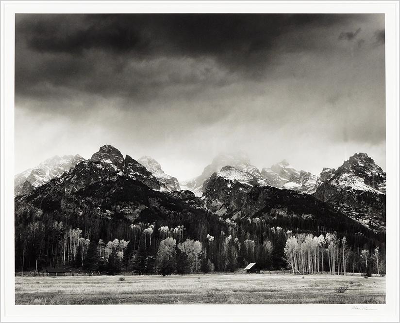Alan Ross (American, Contemporary) Cabin, Tetons.: Alan Ross (American, Contemporary) Cabin, Tetons. Black & white photograph, 1975, pencil signed lower right. Provenance: Andrew Smith Gallery, Santa Fe 14" x 17.75" Frame: 22.25" x 28.25"