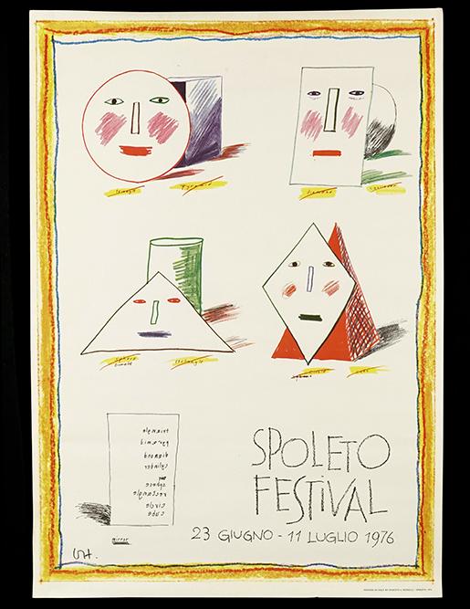 David Hockney (British, B. 1937) Spoleto Festival;: David Hockney (British, B. 1937) Spoleto Festival; Simplified Faces 1976. Offset lithograph, unsigned. Unframed Sheet: 39 1/4" x 27 1/2"