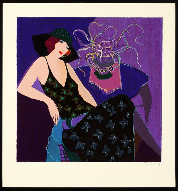 Itzchak Tarkay (Israeli, 1935-2012) Bonjour la Vie.: Itzchak Tarkay (Israeli, 1935-2012) Bonjour la Vie. Color serigraph, pencil signed lower right and numbered AP 14/30, unframed 20 1/2" x 20 1/2"