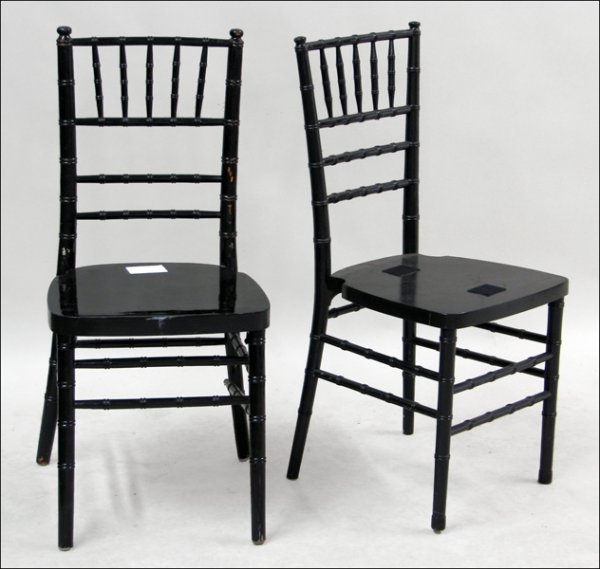 SET OF SIX FAUX-BAMBOO LACQUER SIDE CHAIRS.