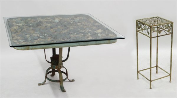 VICTORIAN PATINATED METAL AND GLASS TERRARIUM T