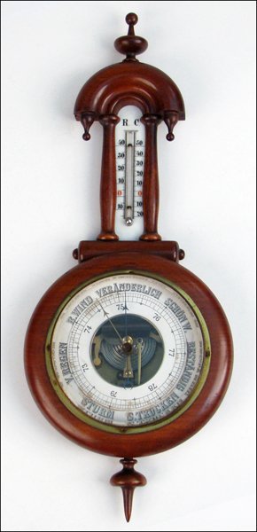 EARLY TWENTIETH-CENTURY GERMAN MAHOGANY BAROMET