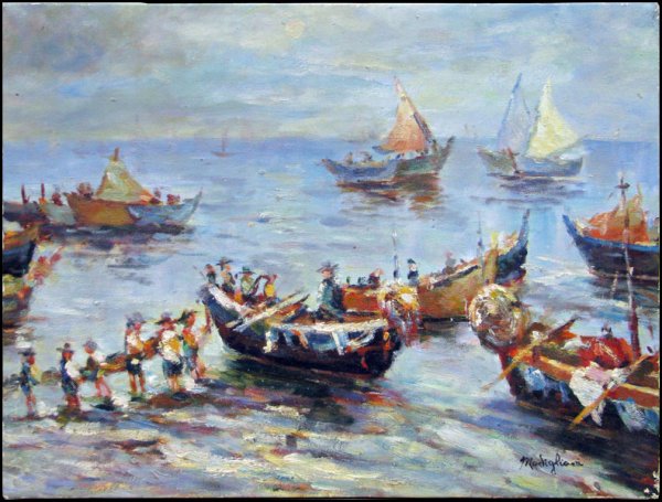 ARTIST UNKNOWN (TWENTIETH-CENTURY) FESTIVE BOAT
