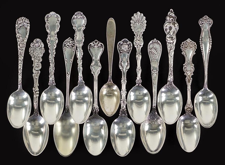 A Collection of Thirteen Sterling Silver Spoons. (1 of 1)