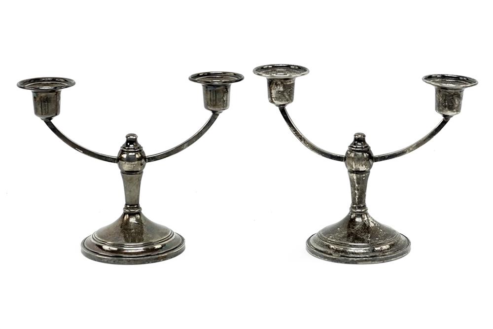 A Pair of American Weighted Sterling Silver Two-Light (1 of 1)