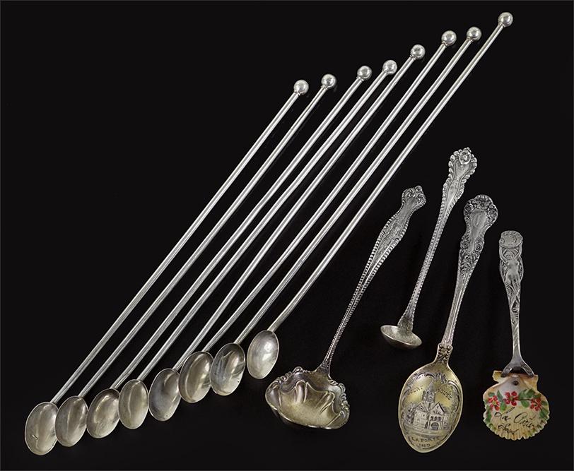 A Set of Eight Mexican Sterling Silver Stir Straws. (1 of 1)