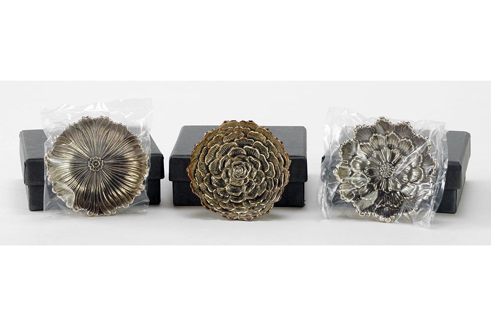 Three Buccellati Sterling Silver Flower Form Dishes. (1 of 1)