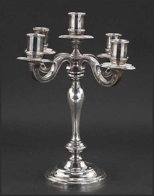 A Christofle Silverplate Five-Light Candelabra. (1 of 1)
