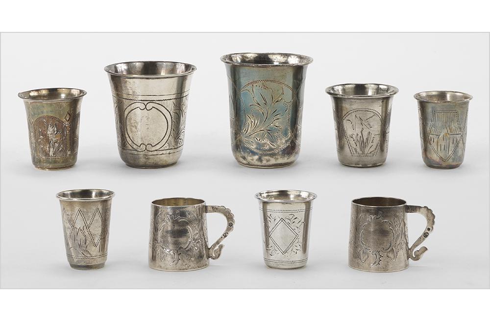 A Collection of Seven Russian .84 Silver Cups. (1 of 1)