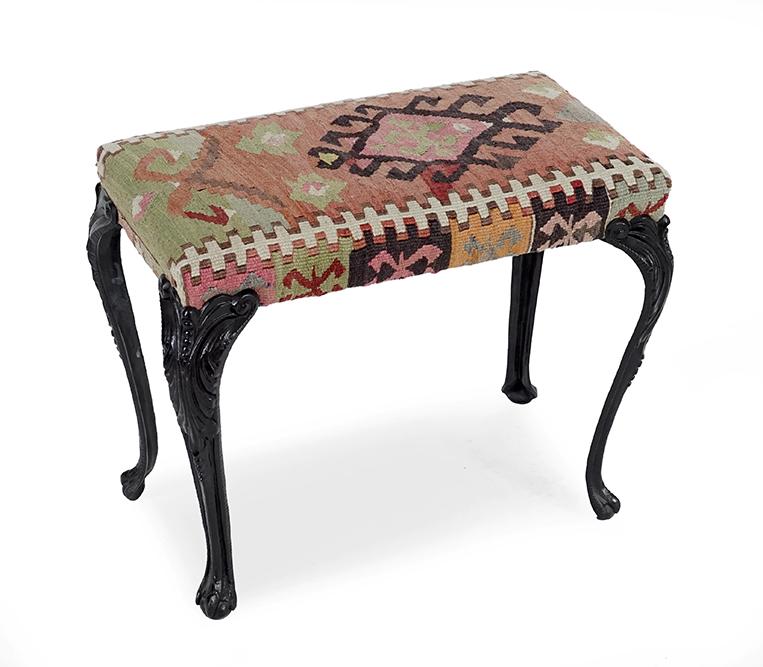 A Kilim Upholstered Aluminum Bench. (1 of 1)