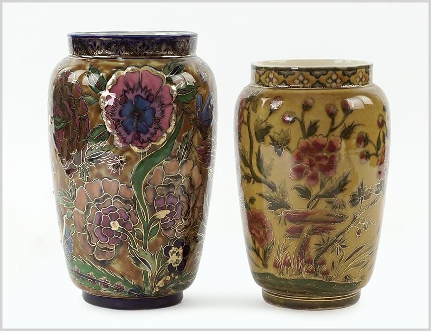 Two Zsolnay Lusterware Vases.: Two Zsolnay Lusterware Vases. Taller 9 1/2"