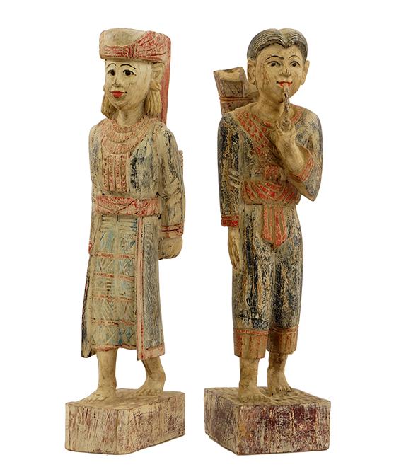 A Matched Pair of Carved and Polychrome Painted Wood (1 of 1)