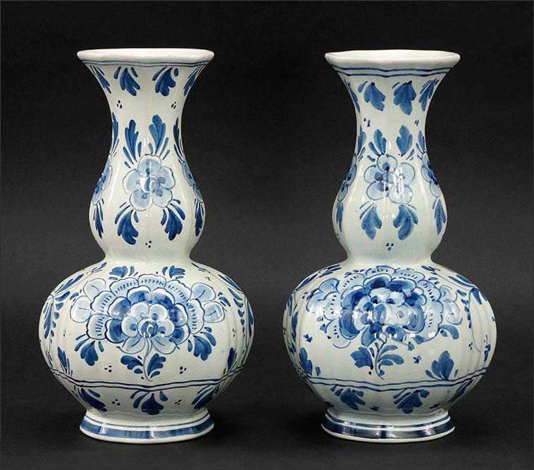 A Pair of Delft Pottery Vases. (1 of 3)