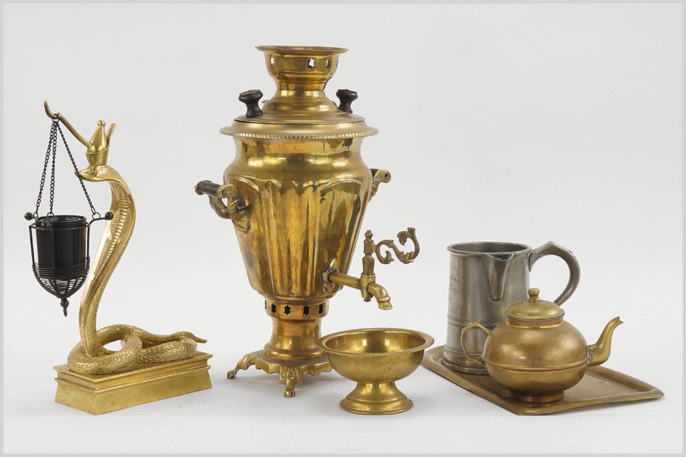 An Egyptian Revival Brass Snake Form Pocket Watch (1 of 1)