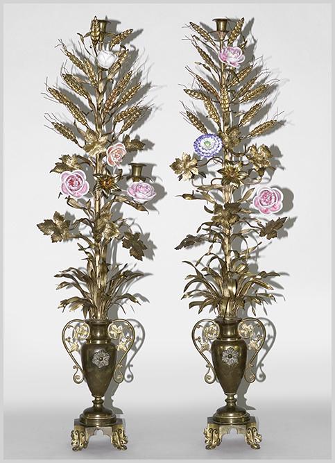 A Pair of Gilt Metal Three-Light Candelabra. (1 of 1)